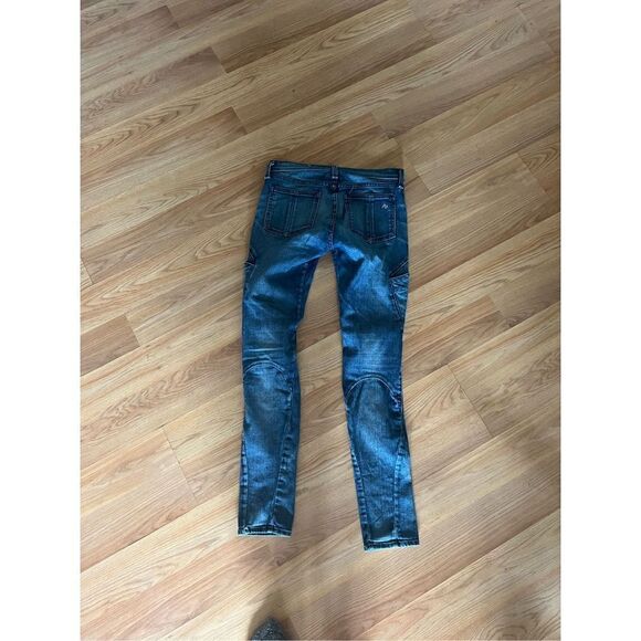 Rag & Bone Women's Blue Mid Rise Rally Cargo Skinny Moto Jeans Size 26 - Picture 5 of 6